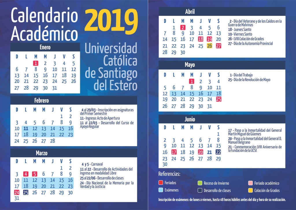 Calendario UCSE 2019-A