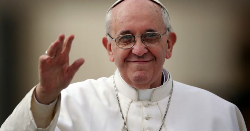 VATICAN CITY, VATICAN - MARCH 27:  Pope Francis waves to the crowd as he drives around St Peter's Square ahead of his first weekly general audience as pope on March 27, 2013 in Vatican City, Vatican. Pope Francis held his weekly general audience in St Peter's Square today  (Photo by Christopher Furlong/Getty Images)